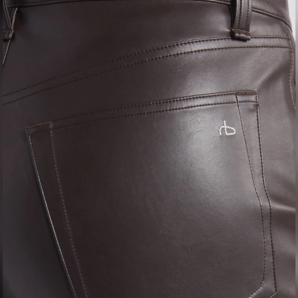 Rag & Bone Black Harlow Relaxed Straight Leg Faux Leather Pants - Size 32 - Picture 4 of 12